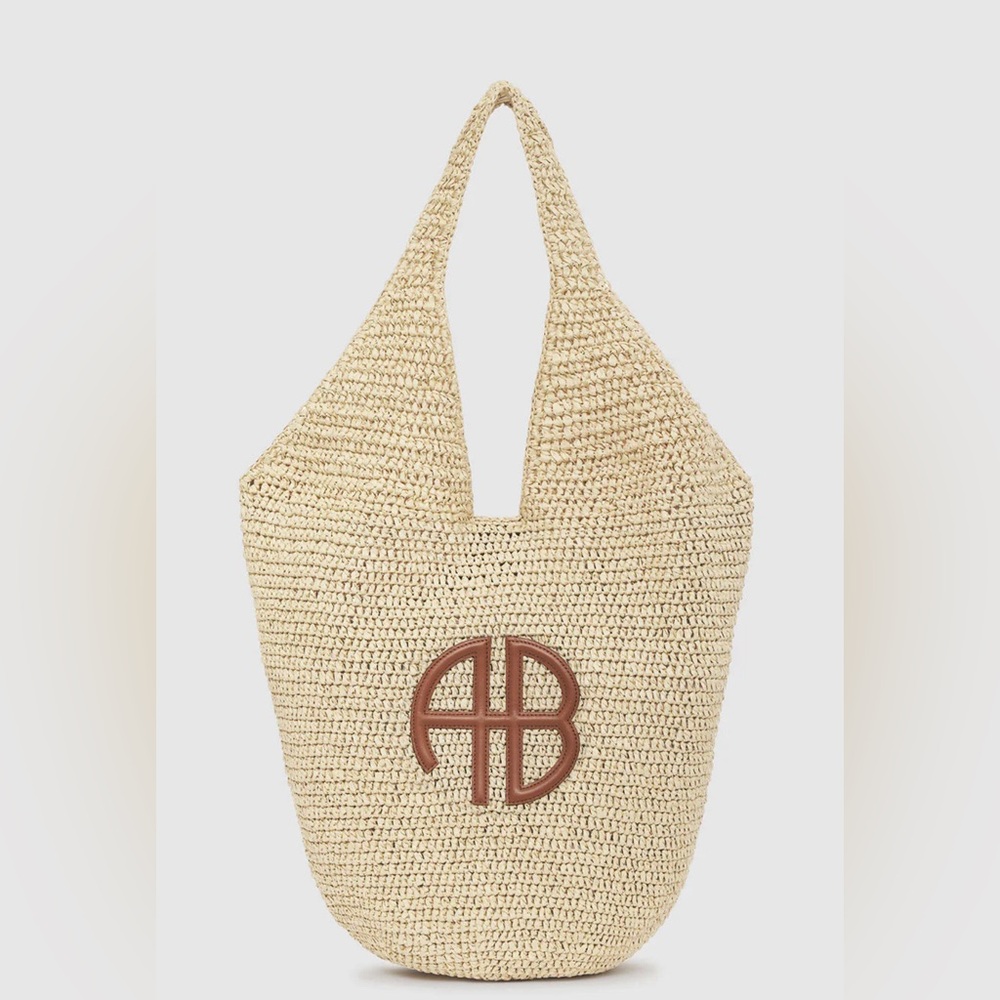 Beige Woven Tote Bag